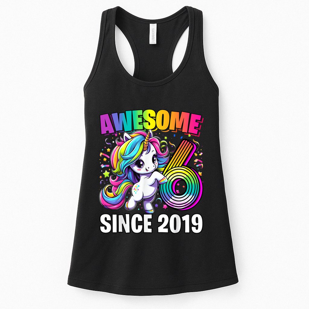 Unicorn 6th Birthday 6 Year Old Unicorn Party Womens Tank Top
