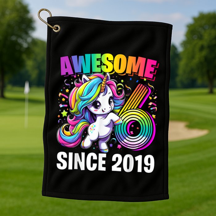Unicorn 6th Birthday 6 Year Old Unicorn Party Golf Towel