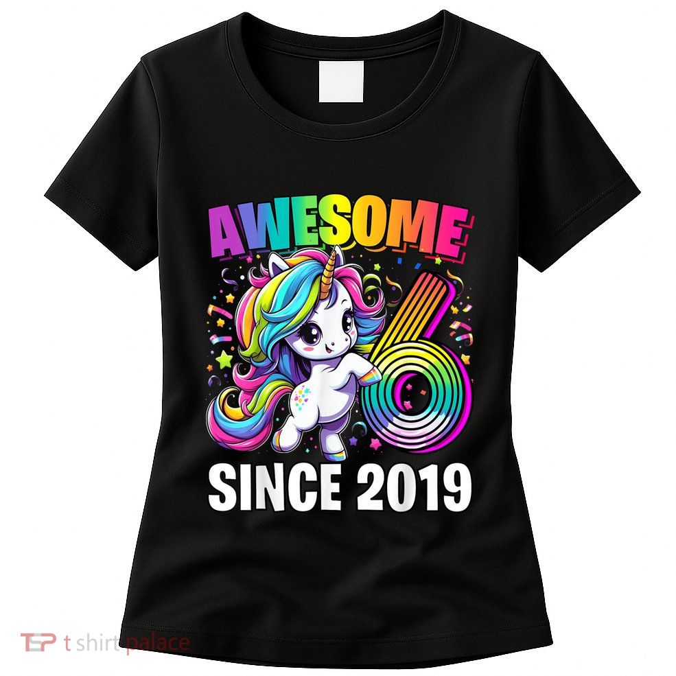Unicorn 6th Birthday 6 Year Old Unicorn Party Womens T-Shirt