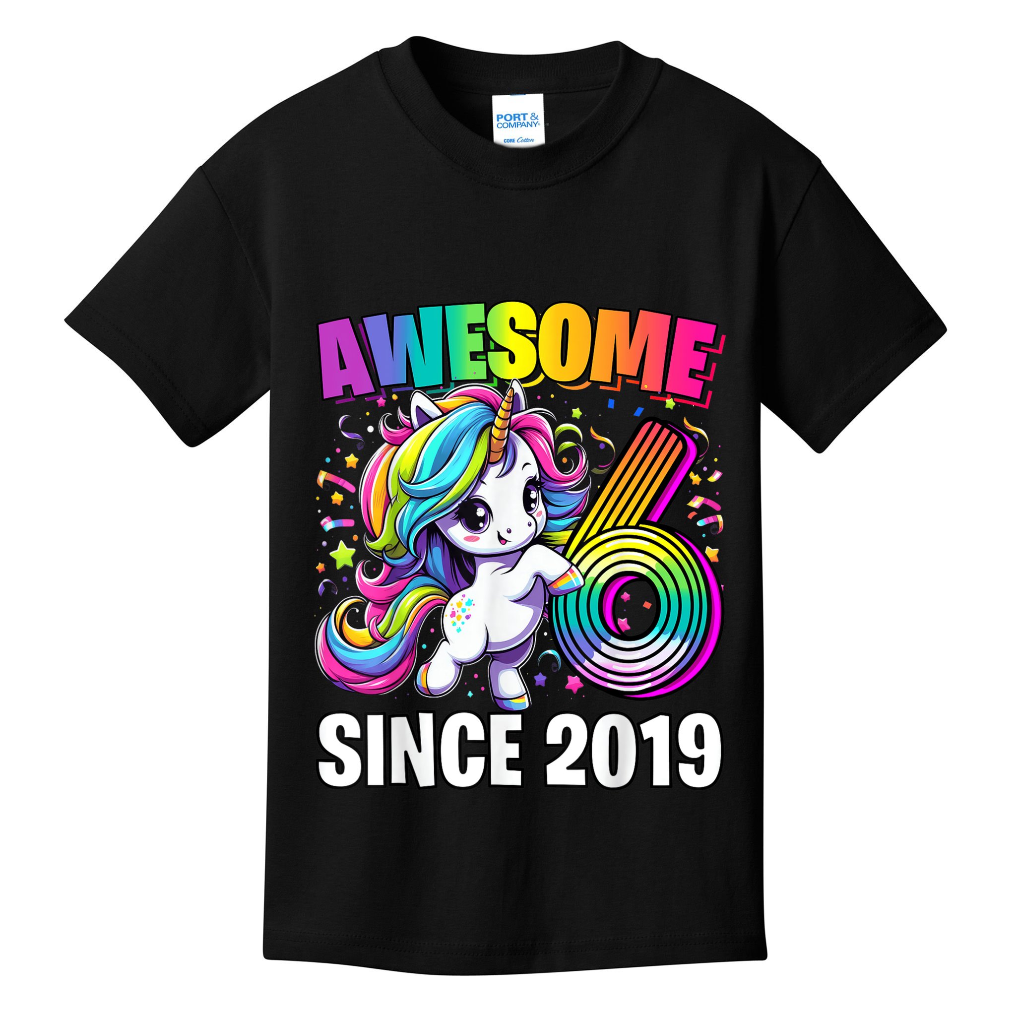 Unicorn 6th Birthday 6 Year Old Unicorn Party Kids T-Shirt