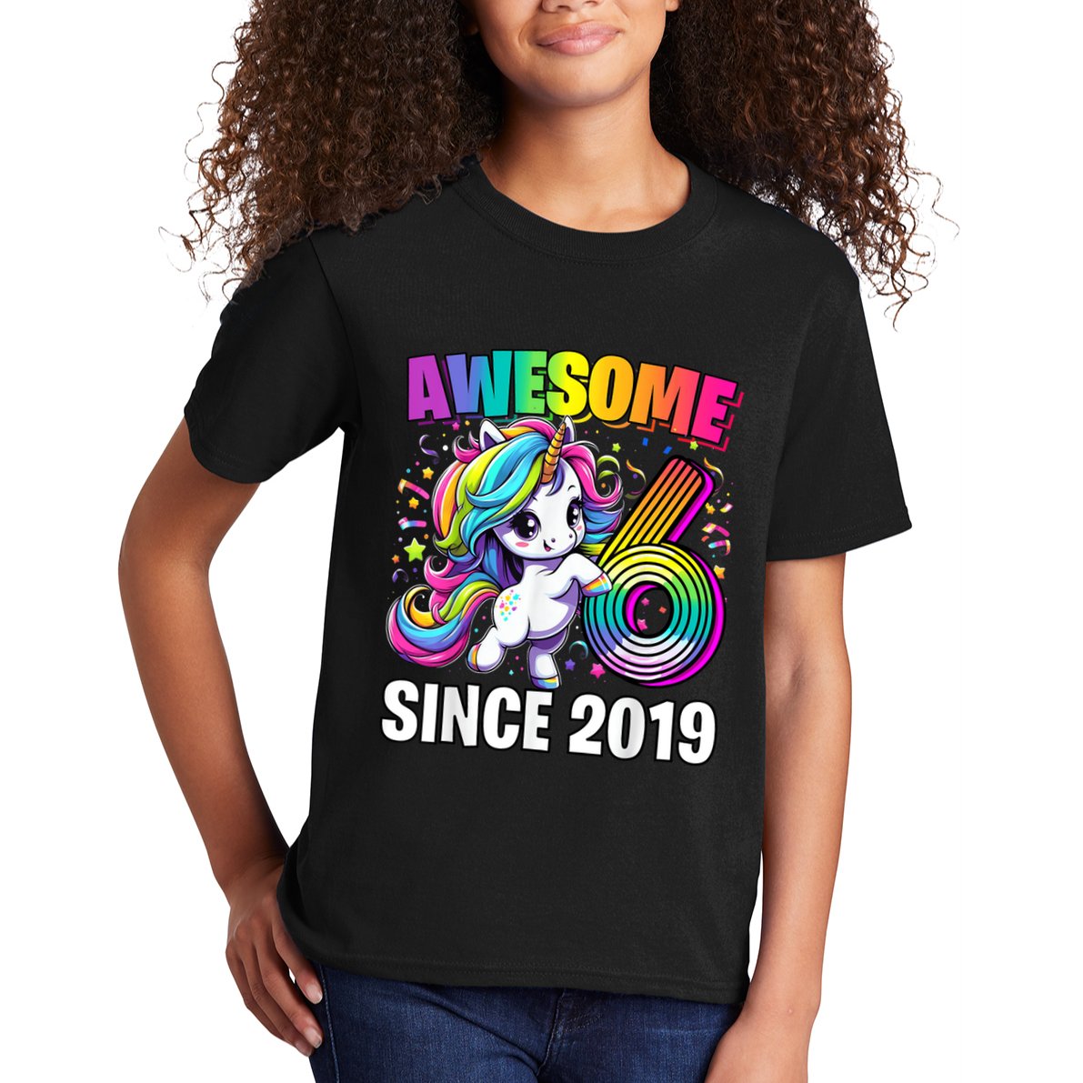 Unicorn 6th Birthday 6 Year Old Unicorn Party Kids T-Shirt