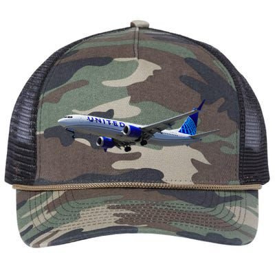 UAL 737 MAX 9 Retro Rope Trucker Hat Cap