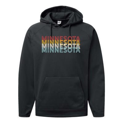 USA 70's State Retro Vintage Minnesota Performance Fleece Hoodie