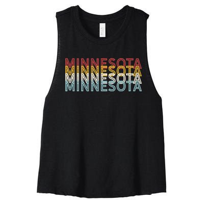 USA 70's State Retro Vintage Minnesota Women's Racerback Cropped Tank