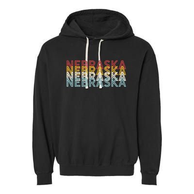 USA 70's State Retro Vintage Nebraska Garment-Dyed Fleece Hoodie