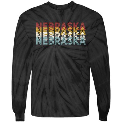 USA 70's State Retro Vintage Nebraska Tie-Dye Long Sleeve Shirt