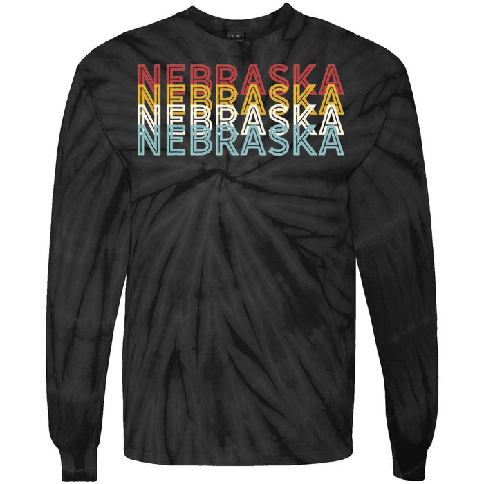 USA 70's State Retro Vintage Nebraska Tie-Dye Long Sleeve Shirt