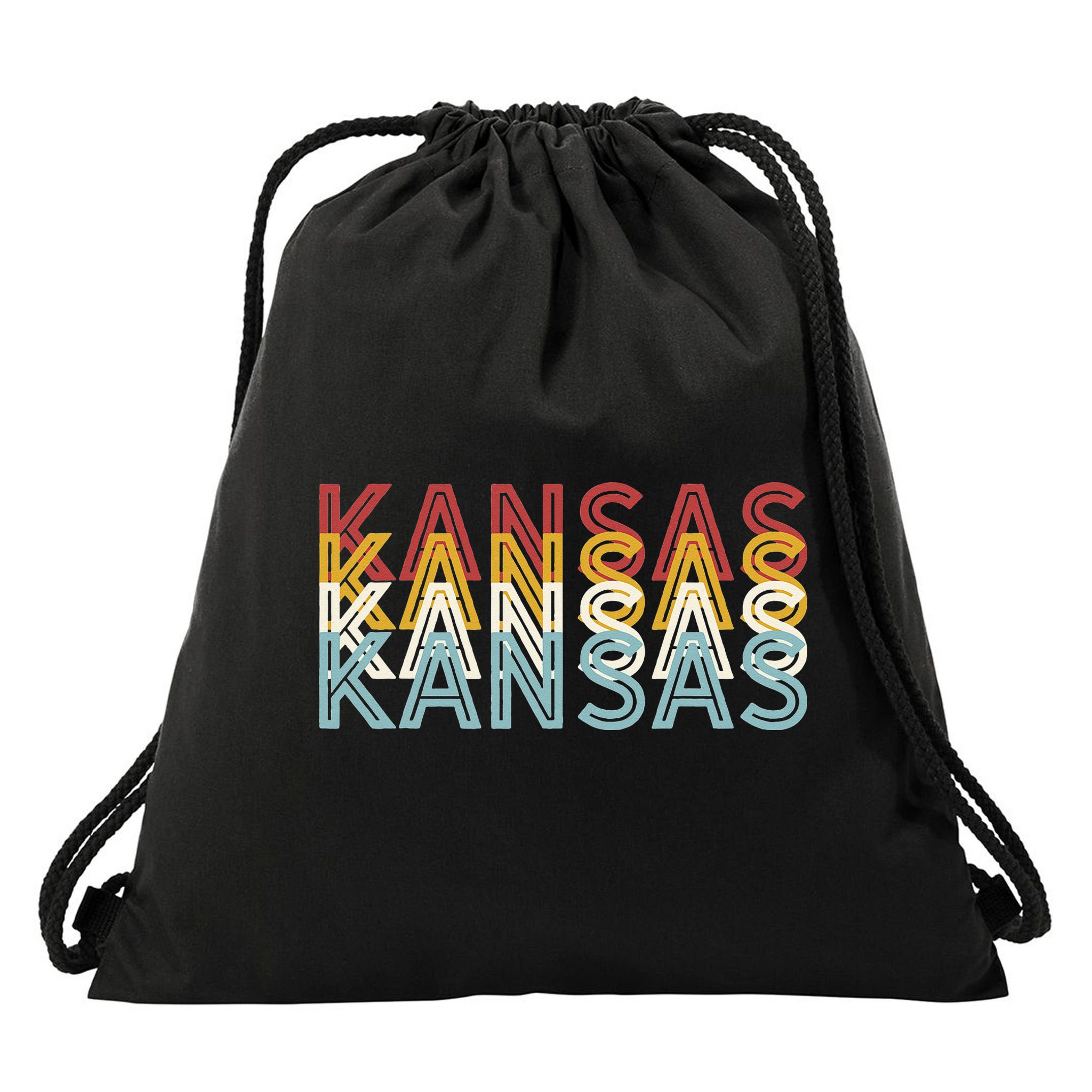 USA 70's State Retro Vintage Kansas Drawstring Bag