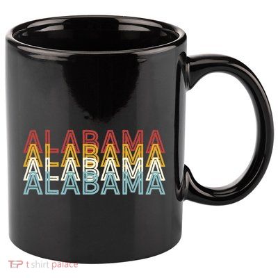 Usa 70S State Retro Vintage Alabama 11oz C Handle Ceramic Mug