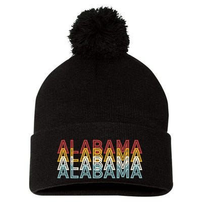 Usa 70S State Retro Vintage Alabama Pom Pom 12in Knit Beanie