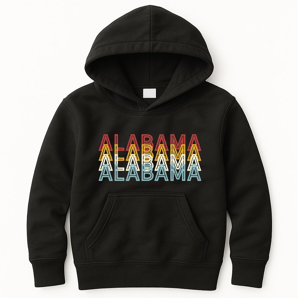 Usa 70S State Retro Vintage Alabama Kids Hoodie