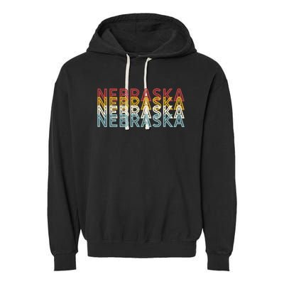 Usa 70s State Retro Vintage Nebraska Garment-Dyed Fleece Hoodie