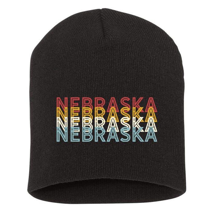 Usa 70s State Retro Vintage Nebraska Short Acrylic Beanie