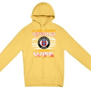 Us 82nd Airborne Veteran Proud Wife Us Flag Patriotic Gift Premium Pullover Hoodie