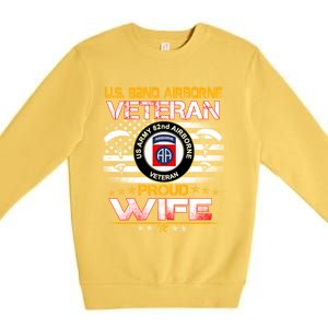 Us 82nd Airborne Veteran Proud Wife Us Flag Patriotic Gift Premium Crewneck Sweatshirt