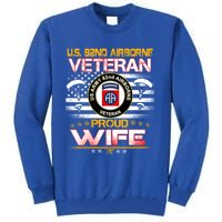 Us 82nd Airborne Veteran Proud Wife Us Flag Patriotic Gift Tall Sweatshirt