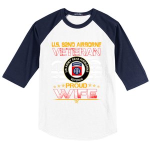 Us 82nd Airborne Veteran Proud Wife Us Flag Patriotic Gift Baseball Sleeve Shirt