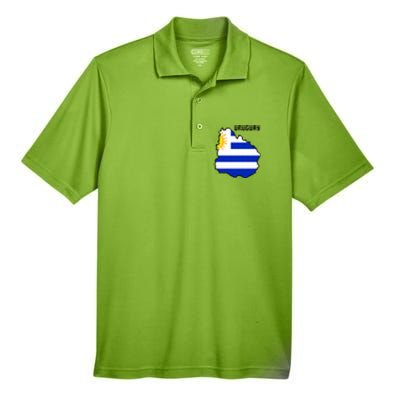 Uruguay 8 Bit Pixelated Men's Origin Performance Pique Polo