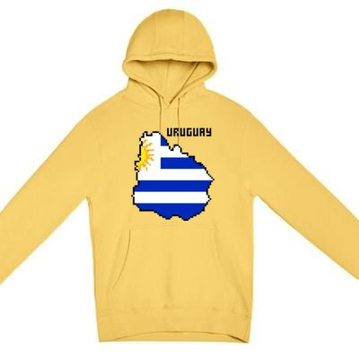 Uruguay 8 Bit Pixelated Premium Pullover Hoodie