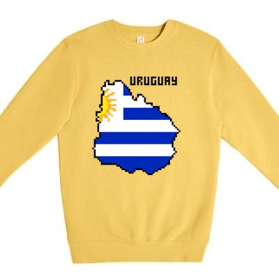 Uruguay 8 Bit Pixelated Premium Crewneck Sweatshirt