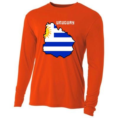 Uruguay 8 Bit Pixelated Cooling Performance Long Sleeve Crew