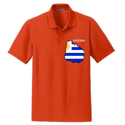 Uruguay 8 Bit Pixelated Dry Zone Grid Polo