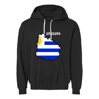Uruguay 8 Bit Pixelated Garment-Dyed Fleece Hoodie