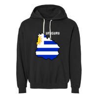 Uruguay 8 Bit Pixelated Garment-Dyed Fleece Hoodie