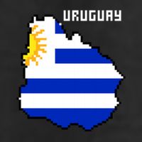 Uruguay 8 Bit Pixelated Garment-Dyed Fleece Hoodie