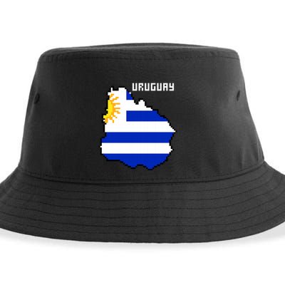 Uruguay 8 Bit Pixelated Sustainable Bucket Hat
