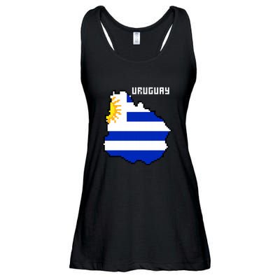 Uruguay 8 Bit Pixelated Ladies Essential Flowy Tank