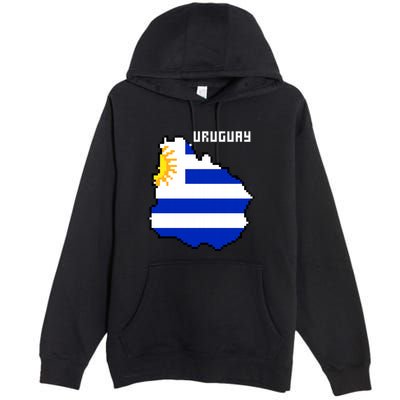 Uruguay 8 Bit Pixelated Premium Pullover Hoodie