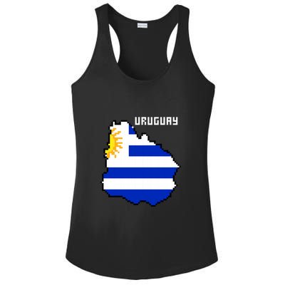 Uruguay 8 Bit Pixelated Ladies PosiCharge Competitor Racerback Tank