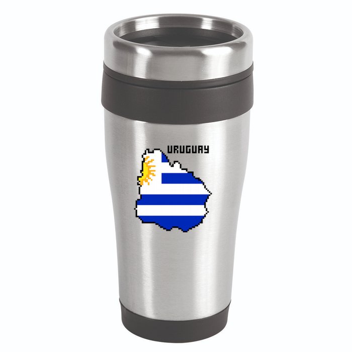 Uruguay 8 Bit Pixelated 16oz Travel Tumbler