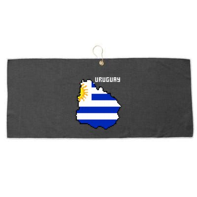 Uruguay 8 Bit Pixelated Large Microfiber Waffle Golf Towel