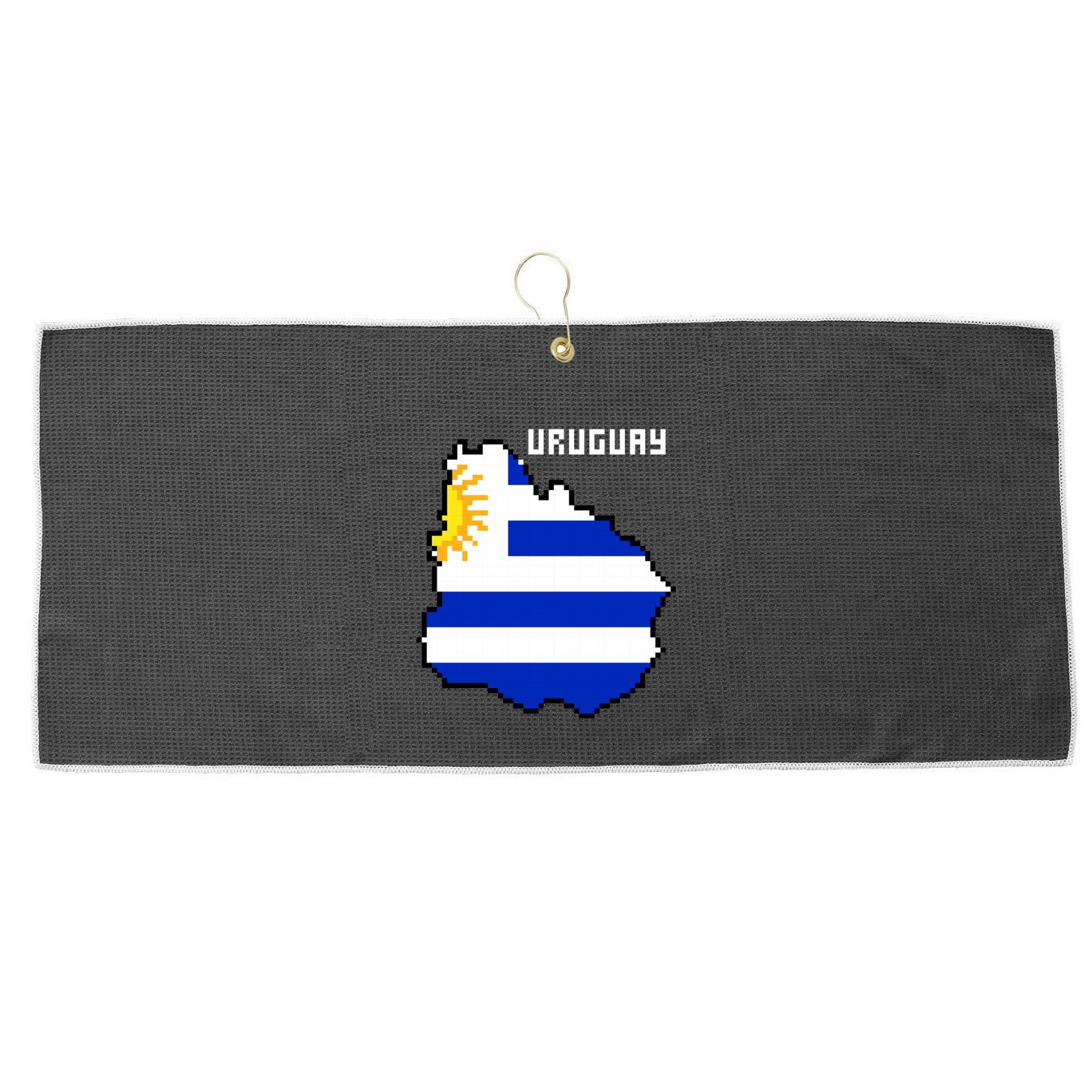 Uruguay 8 Bit Pixelated Large Microfiber Waffle Golf Towel