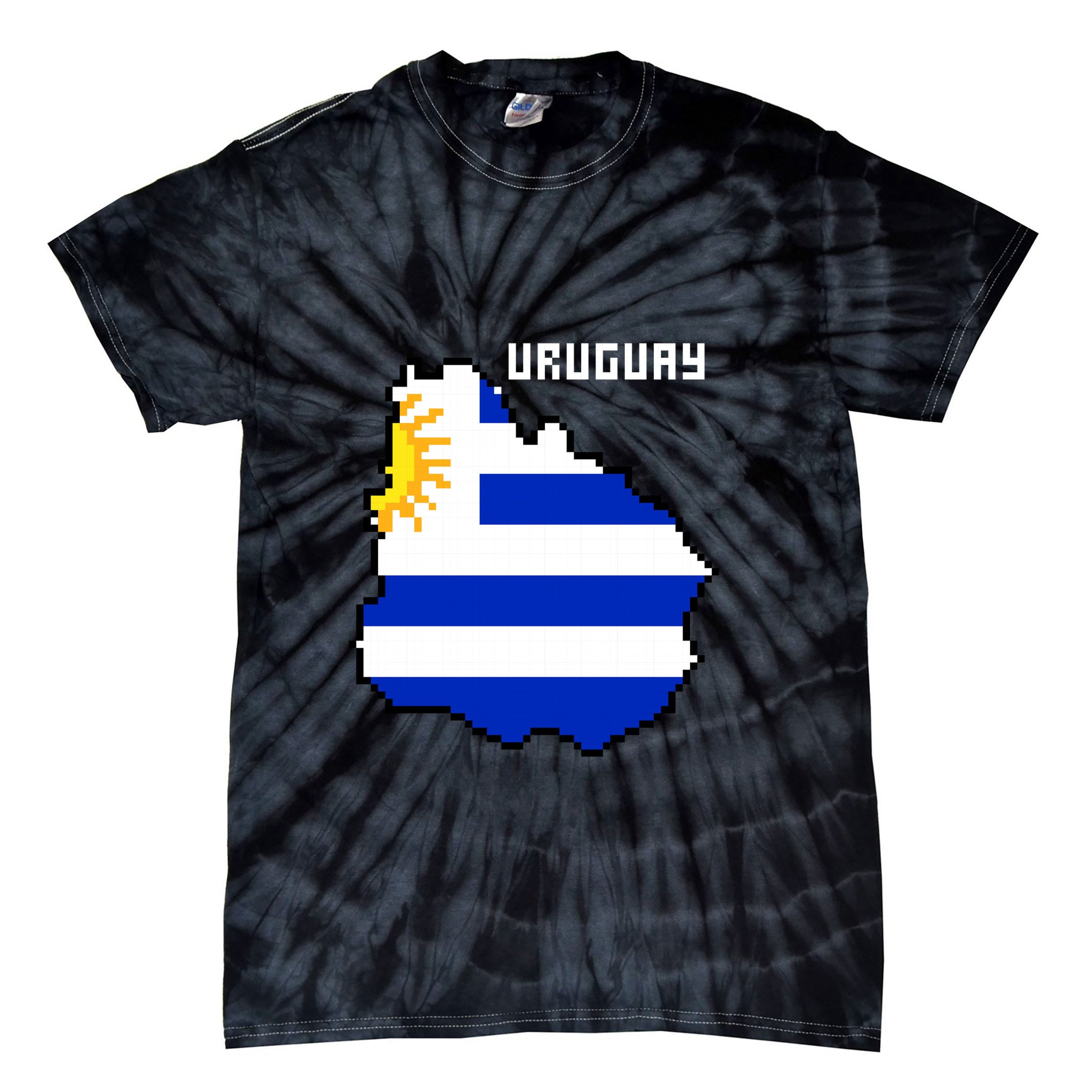 Uruguay 8 Bit Pixelated Tie-Dye T-Shirt