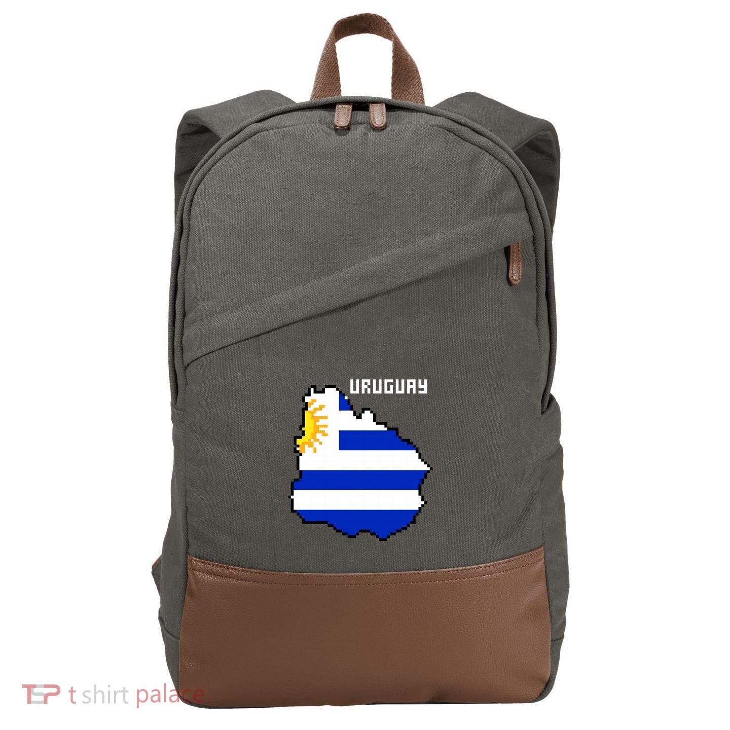 Uruguay 8 Bit Pixelated Cotton Canvas Backpack