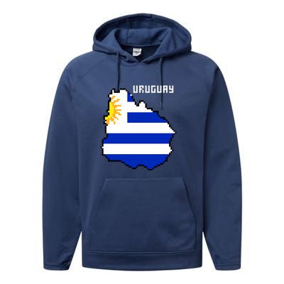 Uruguay 8 Bit Pixelated Performance Fleece Hoodie