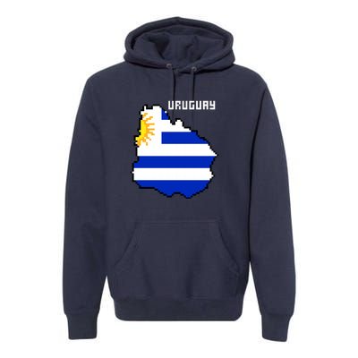 Uruguay 8 Bit Pixelated Premium Hoodie