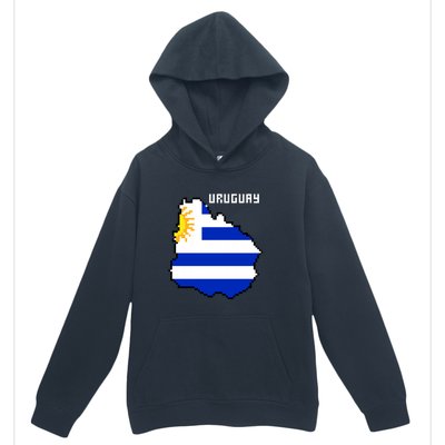 Uruguay 8 Bit Pixelated Urban Pullover Hoodie