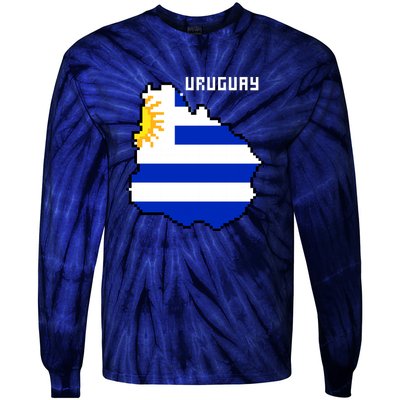 Uruguay 8 Bit Pixelated Tie-Dye Long Sleeve Shirt