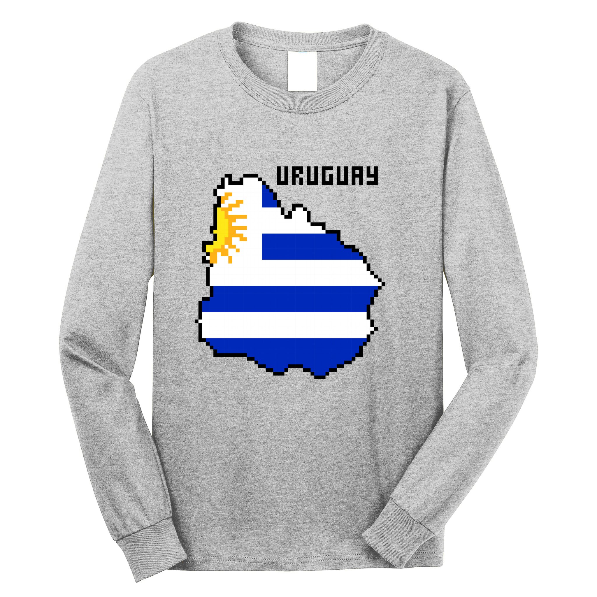 Uruguay 8 Bit Pixelated Long Sleeve Shirt