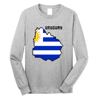 Uruguay 8 Bit Pixelated Long Sleeve Shirt