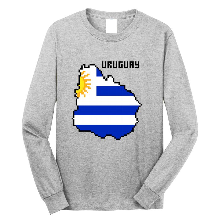 Uruguay 8 Bit Pixelated Long Sleeve Shirt