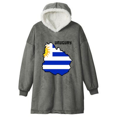 Uruguay 8 Bit Pixelated Hooded Wearable Blanket