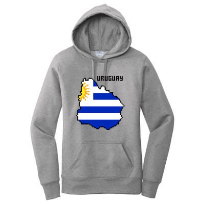 Uruguay 8 Bit Pixelated Women's Pullover Hoodie
