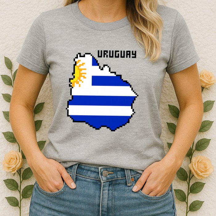 Uruguay 8 Bit Pixelated Womens T-Shirt