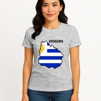 Uruguay 8 Bit Pixelated Womens T-Shirt