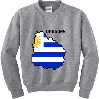 Uruguay 8 Bit Pixelated Kids Sweatshirt